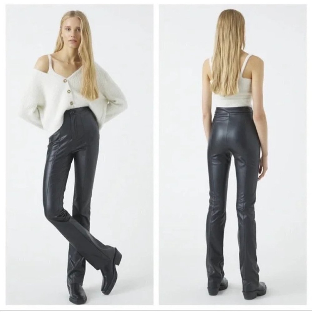 PULL & BEAR NWOT Faux Leather High Waist Straight Leg Pants
